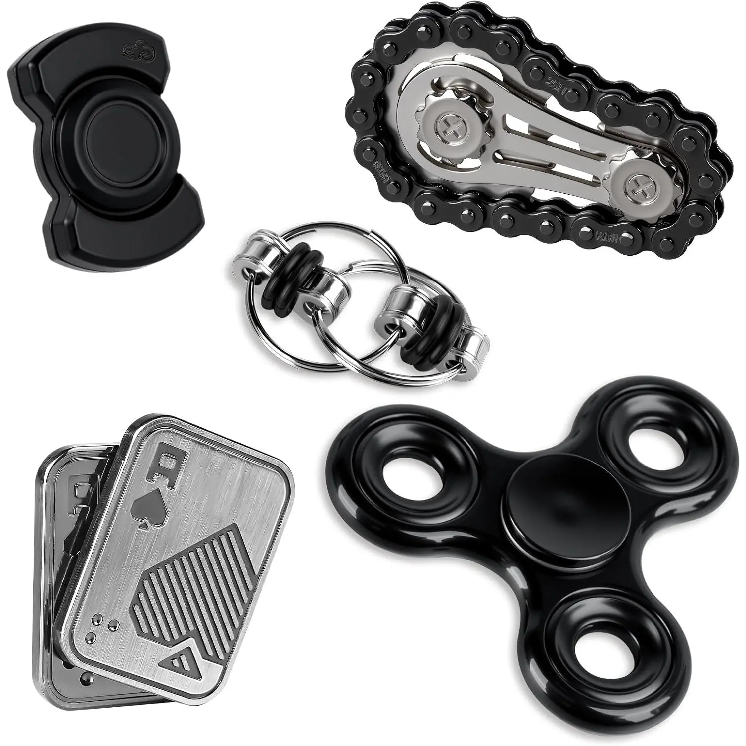 5 Pcs Metal Fidget Toy Set - Magnetic Spinners for Stress & Anxiety Relief, Office Desk Sensory Toys for Autism ADHD, Cool Gadgets Gift for Teen Men Womenfidget toys