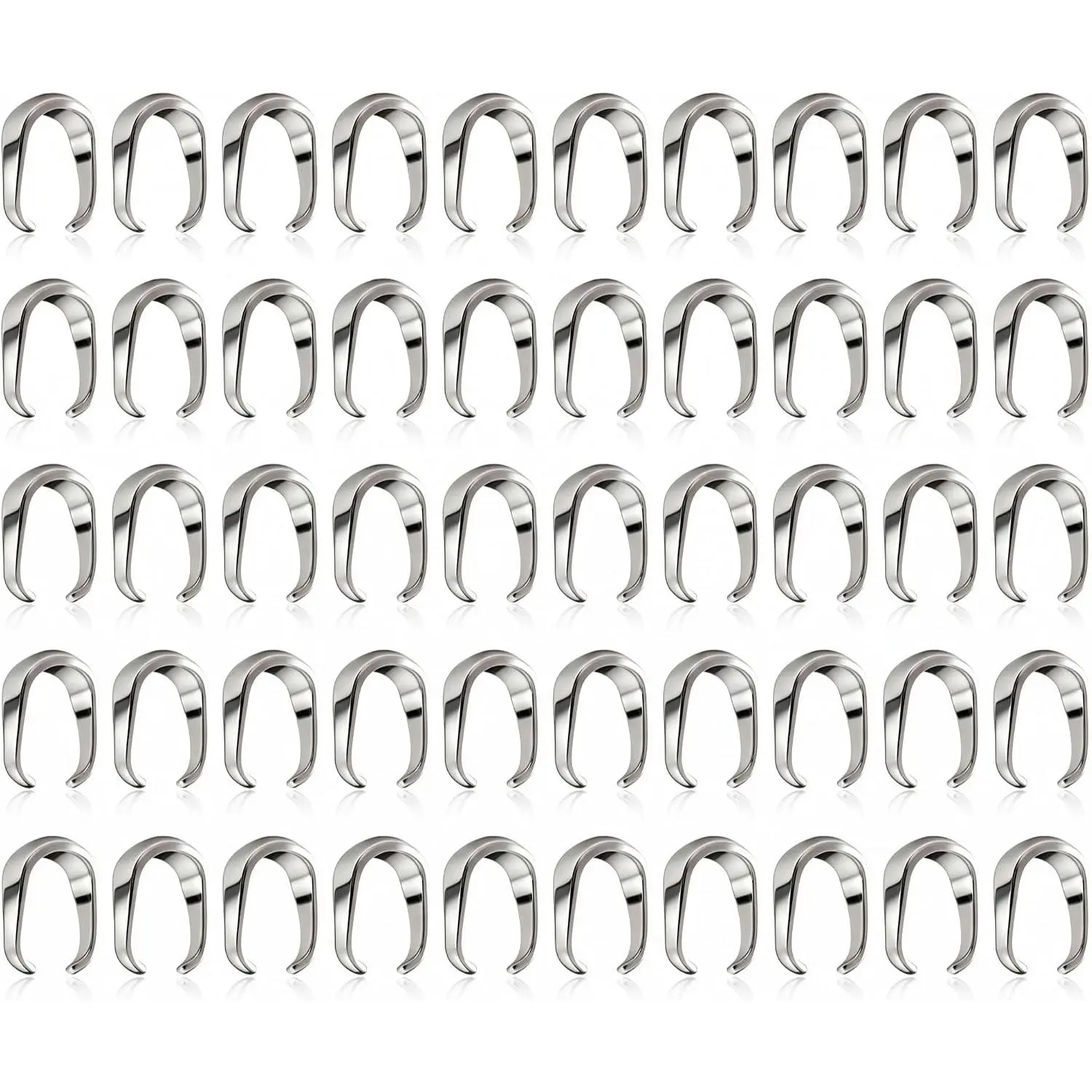 50 count 304 Stainless Steel Pendant Bails, Snap  Pendant Clips Open Connector Bails for Necklace, Bracelet and  Making, Pendant Clasp Findings 6x12mm
