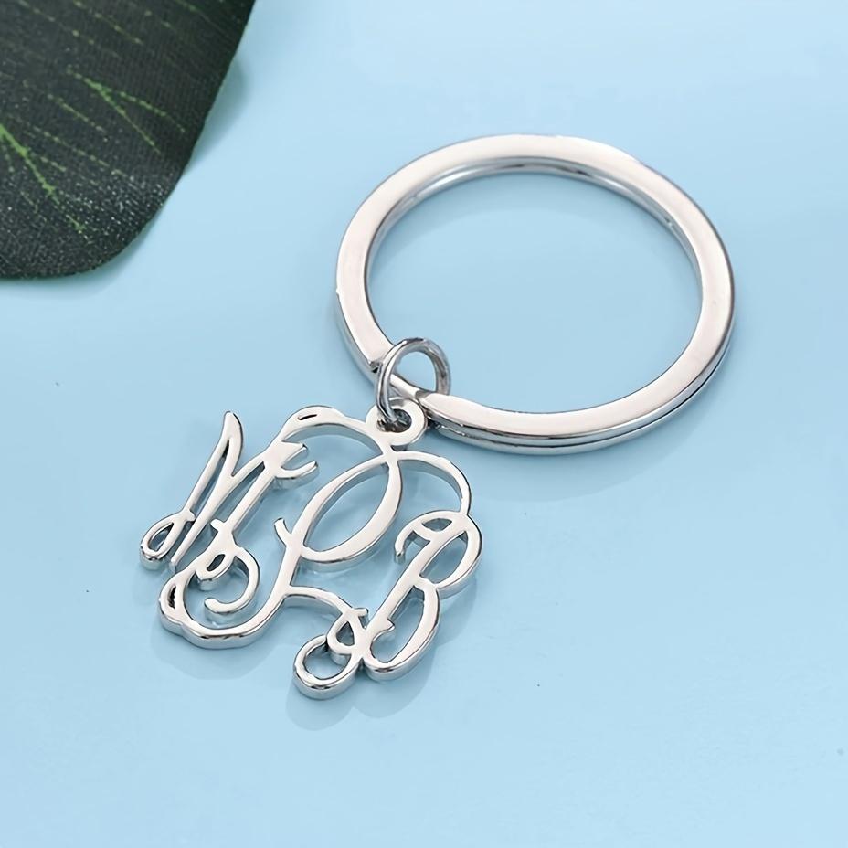 A Custom Letter Keychain Without a Chain - Elegantly Intertwined Letter Design, Unisex Heavy-Duty Key Ring - Perfect for Weddings, Anniversaries, And Birthday Gifts - Goldene Name Tag Pendant, Made of Stainless Steel, a Wedding Keepsake