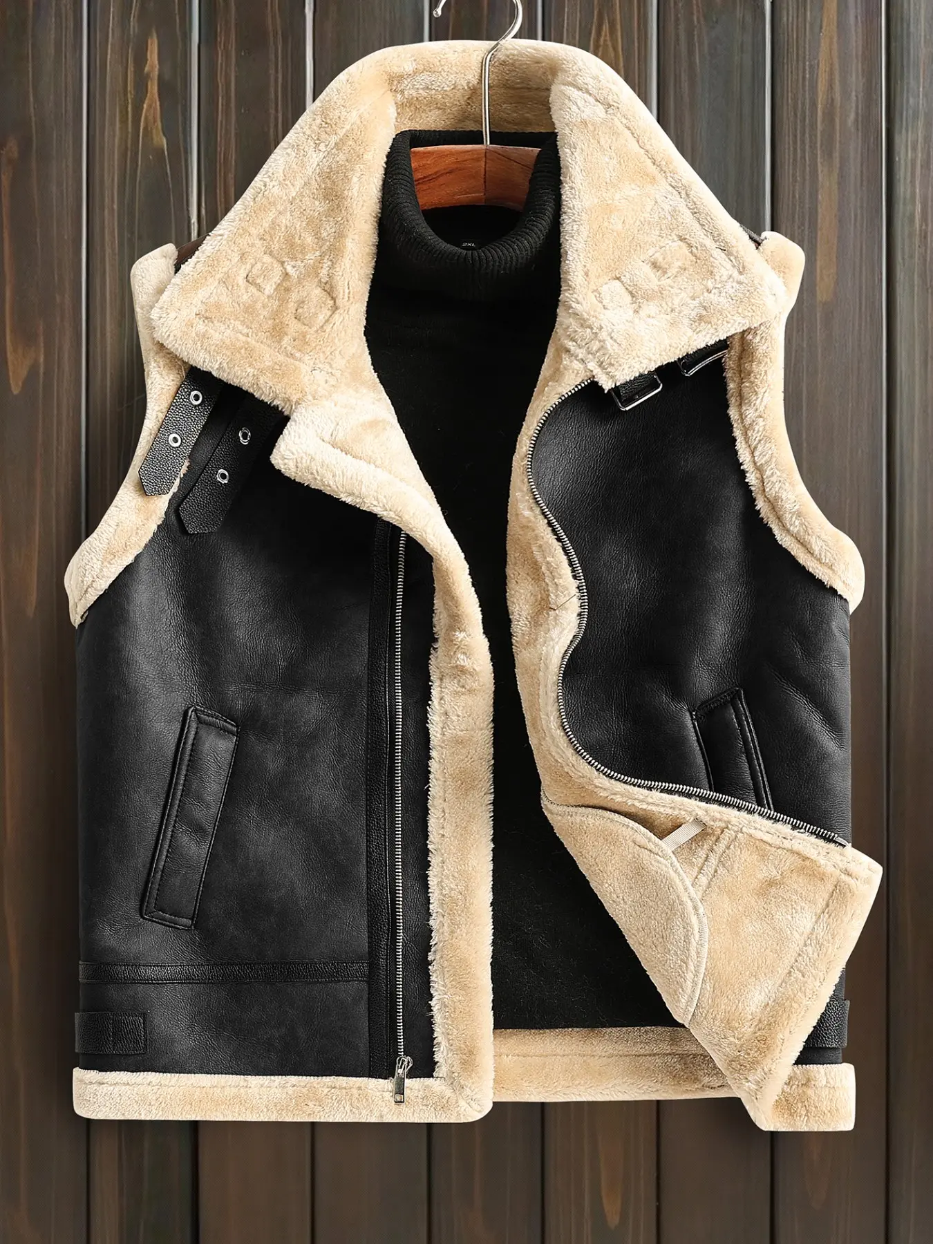 Men's Fall Winter Vest, Fleece Lined Warm Inner Layer, Button Front Design, Large Collar, Perfect for Daily and Outdoor Wear