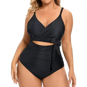 Daci Women Plus Size One Piece Swimsuits High Waisted Tummy Control Bathing Suits Cutout Lace up Swimwear DealsForYouDays