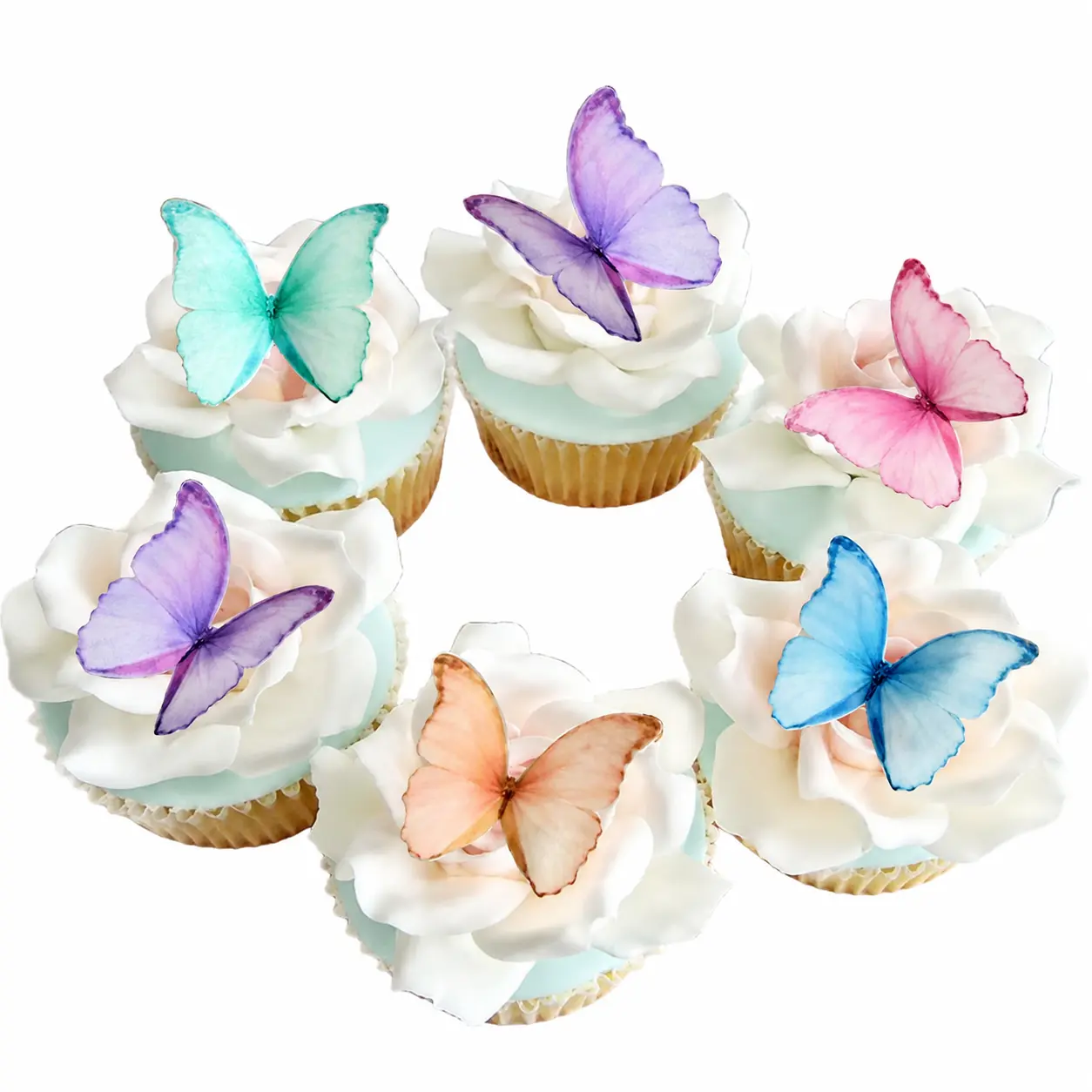Food-Safe PP Edible Wafer Paper Butterfly Cake Decorations - 48-Piece Set, Vibrant Purple & 5 Color Mixed Multicolor Mix Options, Thin Flexible, Gluten-Free, Easy-to-Apply Cupcake Tops for Party Decorations
