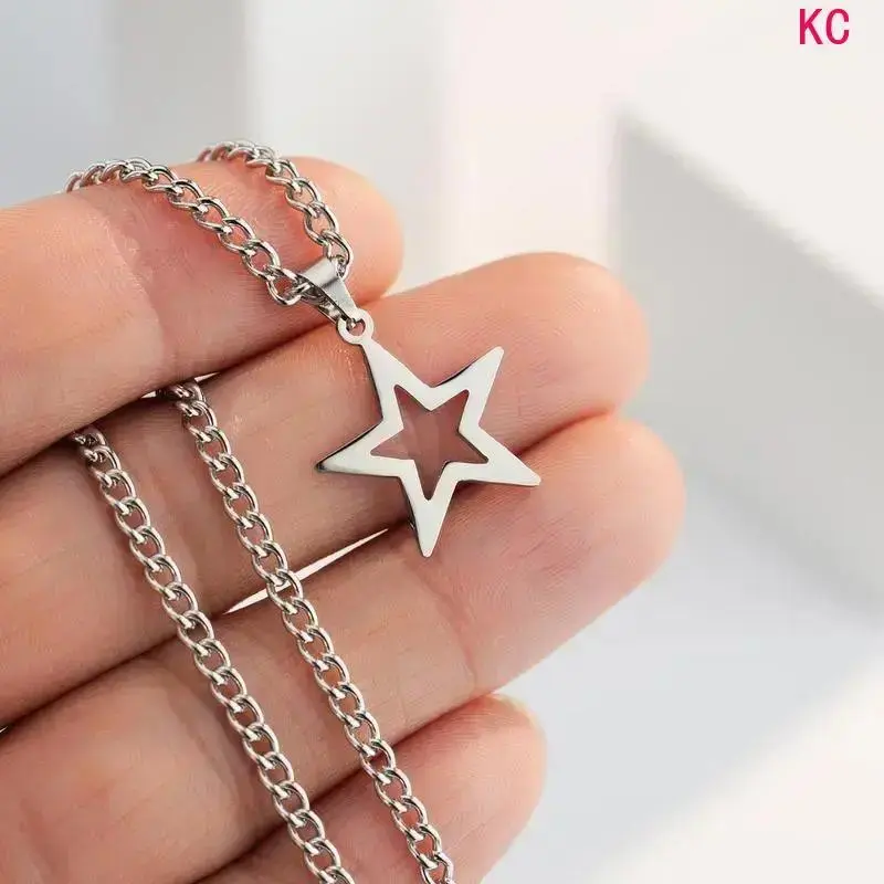 Titanium Minimalist Star Pendant Necklace, Lightweight Durable Chain Jewelry For Y2K Trendy Daily Styling Outfits