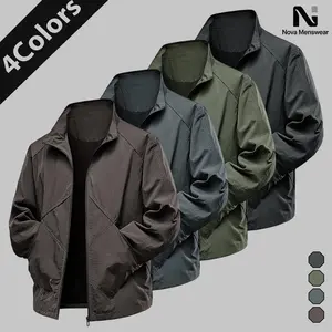 Men's Lightweight Windbreaker Jacket Stand Collar Full Zip Track Jacket Mesh Lined Geometric Seam Casual Athletic Outerwear Techwear Streetwear Running Bomber Coat Minimalist Wind Resistant Sportswear 4-Colors
