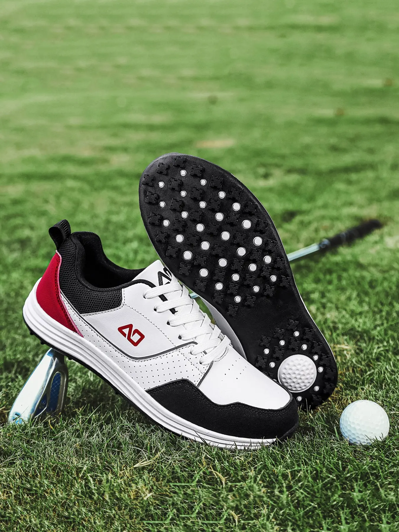 Men's Golf Casual Shoes 2026 New Design, All-Season Low Top Round Toe, Anti-Slip Durable, PU Leather, Waterproof Oil-Resistant, Size 46, Comfortable Sports Shoes