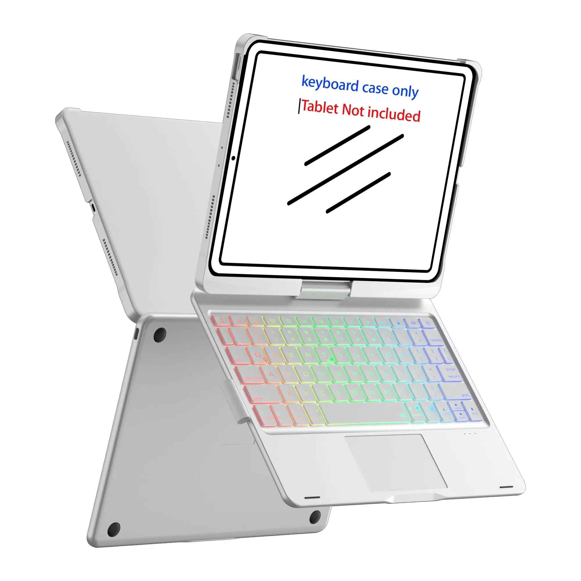 【only keyboard case with touchpad】Touch Keyboard Case for iPad 10th Generation Case with Keyboard 10.9" & iPad 11th (A16) & iPad Air 11 (M3/M2), Multi Trackpad, 360 Swivel & Rainbow Backlit for iPad Air 5th/4th,iPad Pro 11 4th/3rd/2nd/1st