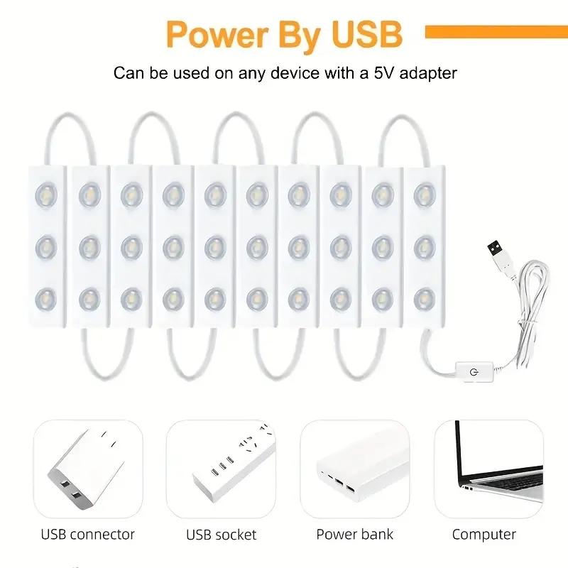 USB Powered Touch Sensor Makeup Mirror Light, Dimmable 42 LED Floor Mirror Light Strip, Lighted Makeup Mirror, LED Light for Bathroom, Bedroom, Dressing Room