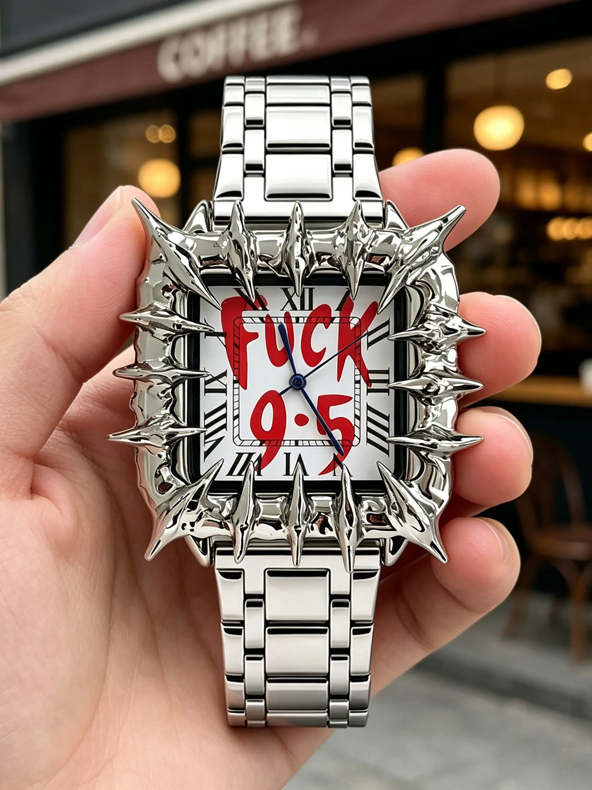 Men's Quartz Watch, Handmade Vampire Dragon Scale Design, Stainless Steel Case, Analog Face, Party Style, Gift for Father or Friend, Quartz Analog Watches