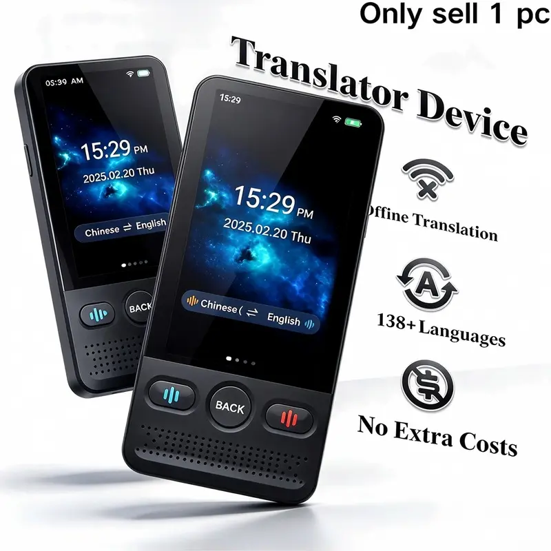 Portable Digital Language Translator Device - Digital Products, USB-Enabled, Travel-Ready Talk Helper, No Extra Charges, Signal-Source-Free Translation, 138+ Languages, WiFi-Connected Touchscreen Real-Time Translator
