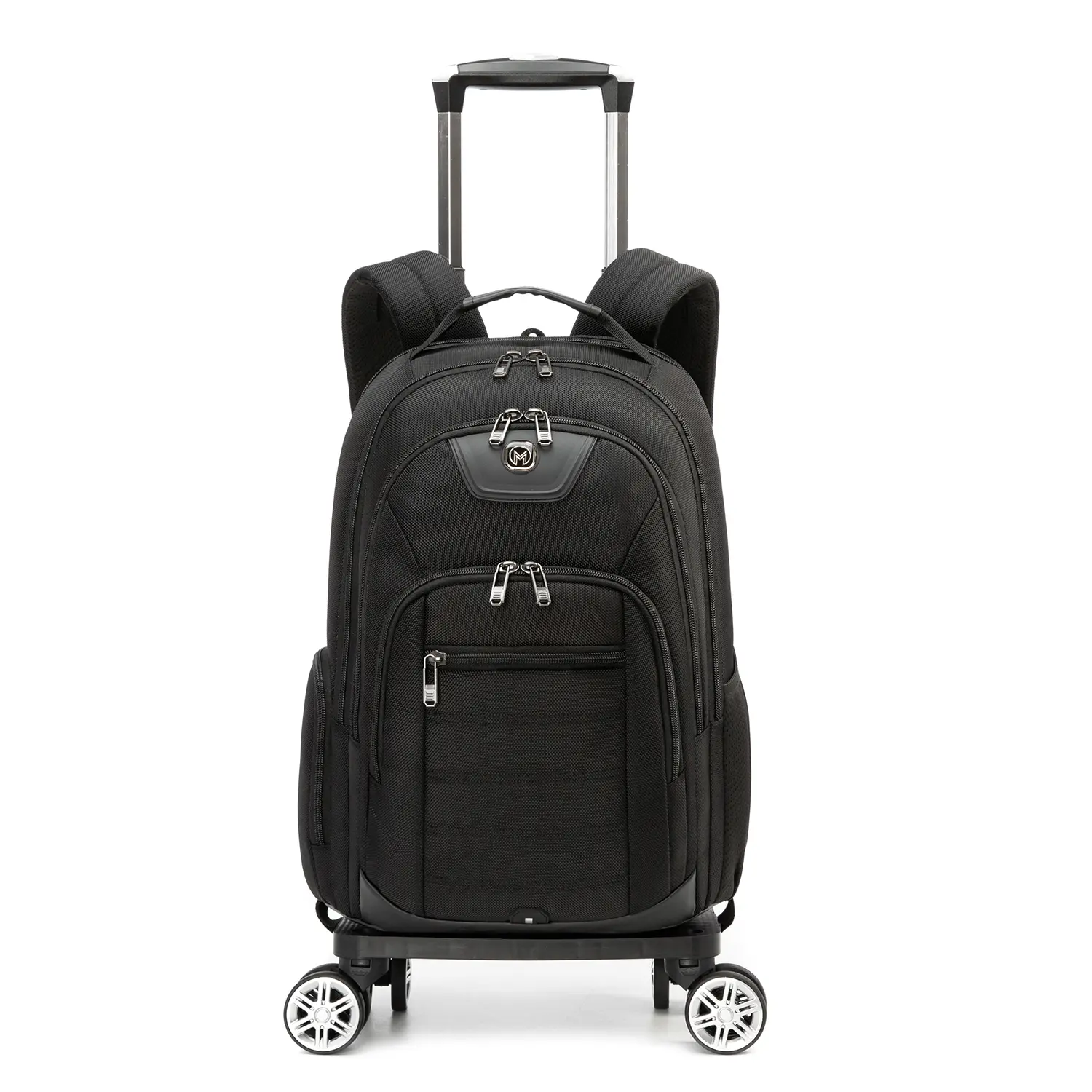 Heavy Duty Rolling Trolley Backpack with 4 Spinner Wheels, Nylon Fabric, Large Size, Waterproof, Scratchproof, Laptop Bookbag with Handle for School/College Students, Trolley Bag, Unisex Use