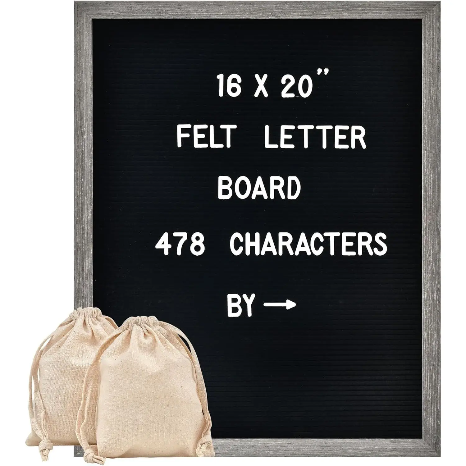 Felt Letter Board with 478 Letters & Stand, 16 x 20 inch, Black | Large changeable message board with wooden frame, wall mount, 2 canvas bags, numbers, symbols, for menu & announcement signs