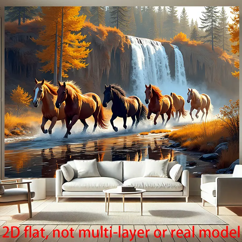 Rustic Countryside Horse Print Rectangular Tapestry Wall Hanging - 160 inches x 70 inches Premium Lightweight Polyester Room Art, Machine Washable, Casual Photography Background, Farmhouse Decor for Baby Shower, Anniversary