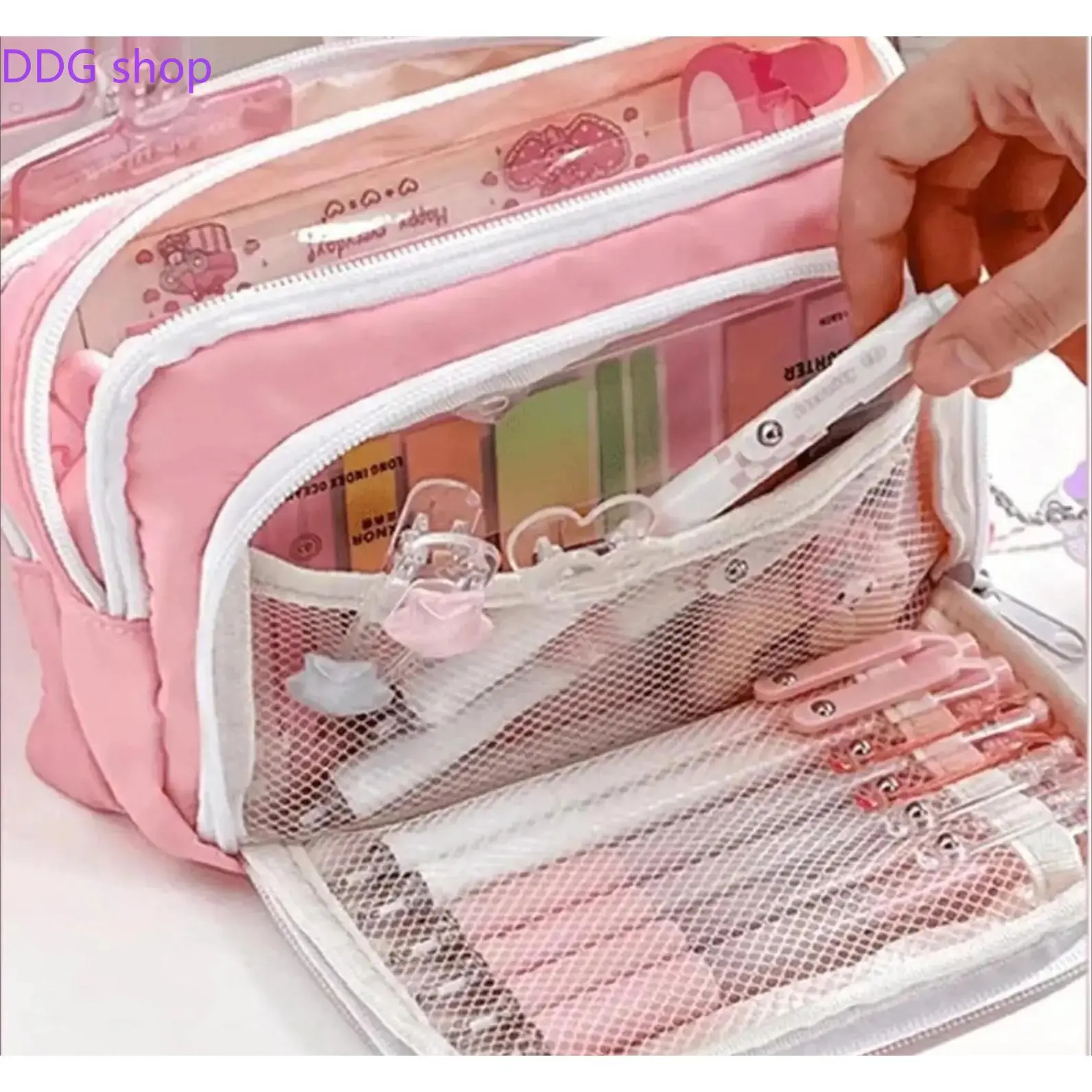 Front Open Pencil Case, Large Capacity Aesthetic Pen Pouch with Clear Window Design, Minimalist Stationery Organizer Bag for Students, Cute School Pencil Case for Everyday Use summerwins