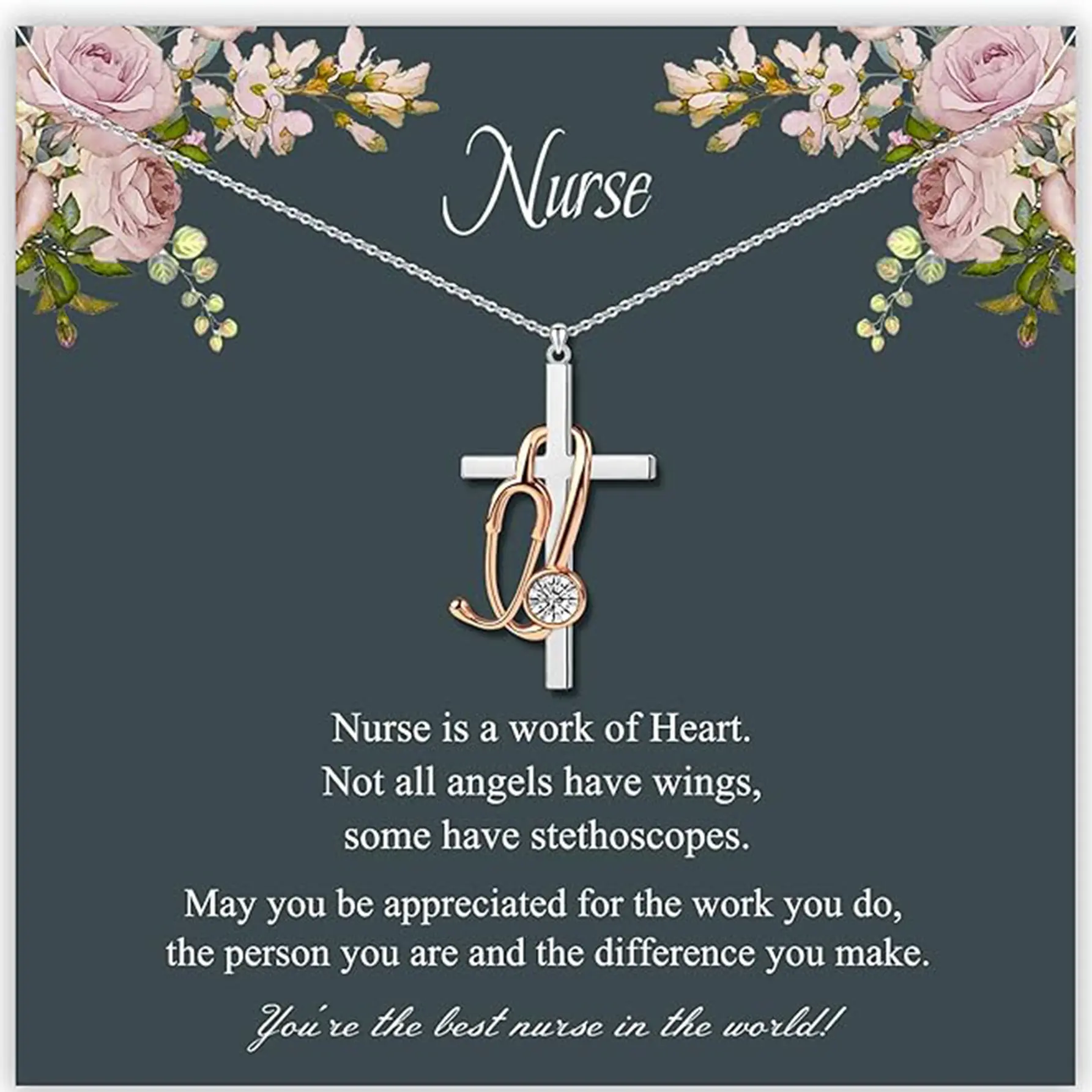 Nurse-Themed Alloy Stethoscope Pendant Necklace with Dainty Heart Charm Chain, Graduation Gift for Nursing Students, Suitable for Casual Wear, Charm Necklace