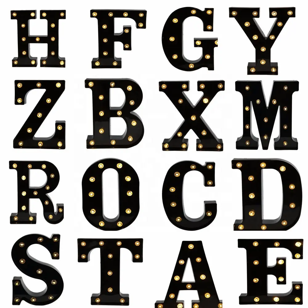 PVC Alphabet Marquee Lights Set, 22cm-26cm Colorful Black English Letters, for Home & Wedding Party Decor (Home Improvement Novelty Lighting)