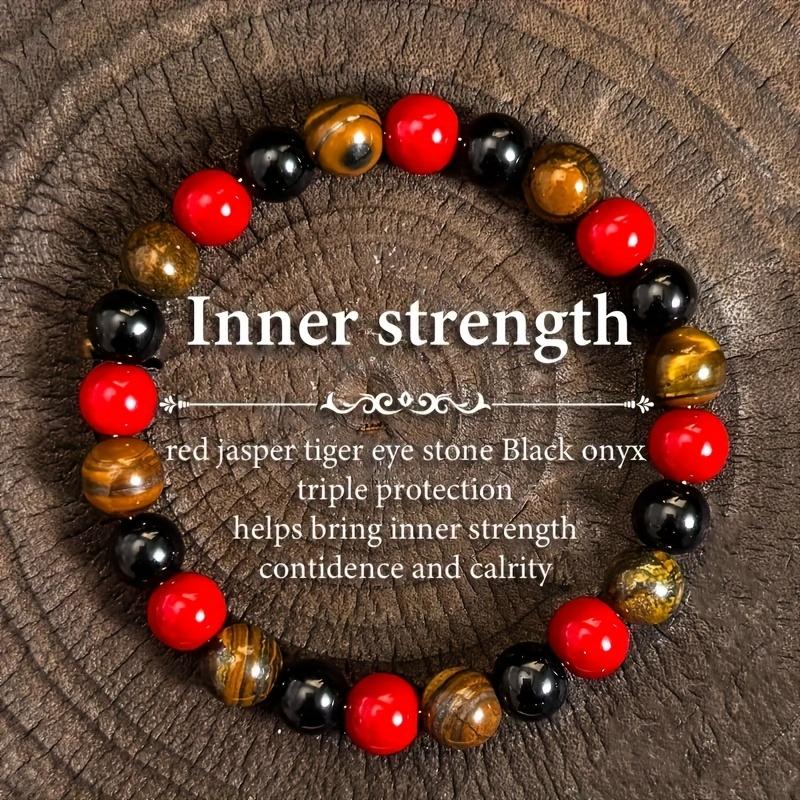Four-piece natural stone bracelet set, suitable for both men and women, attracts wealth and good luck - jewelry gift, fashion accessory, comfortable to wear, durable structure, solid and hypoallergenic for outdoor fun