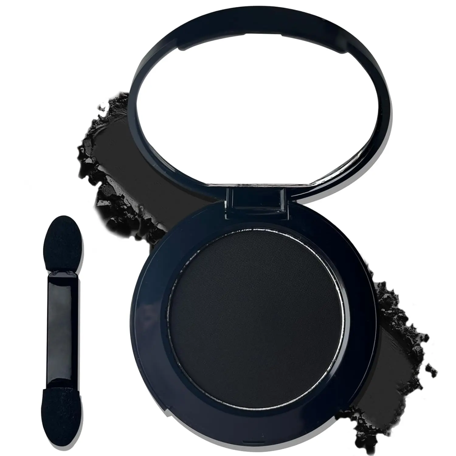 Women's Matte Brown & Black Pressed Powder Black Eyeshadow with Mirror - High Pigment, Long-Wear, Waterproof for Halloween Makeup