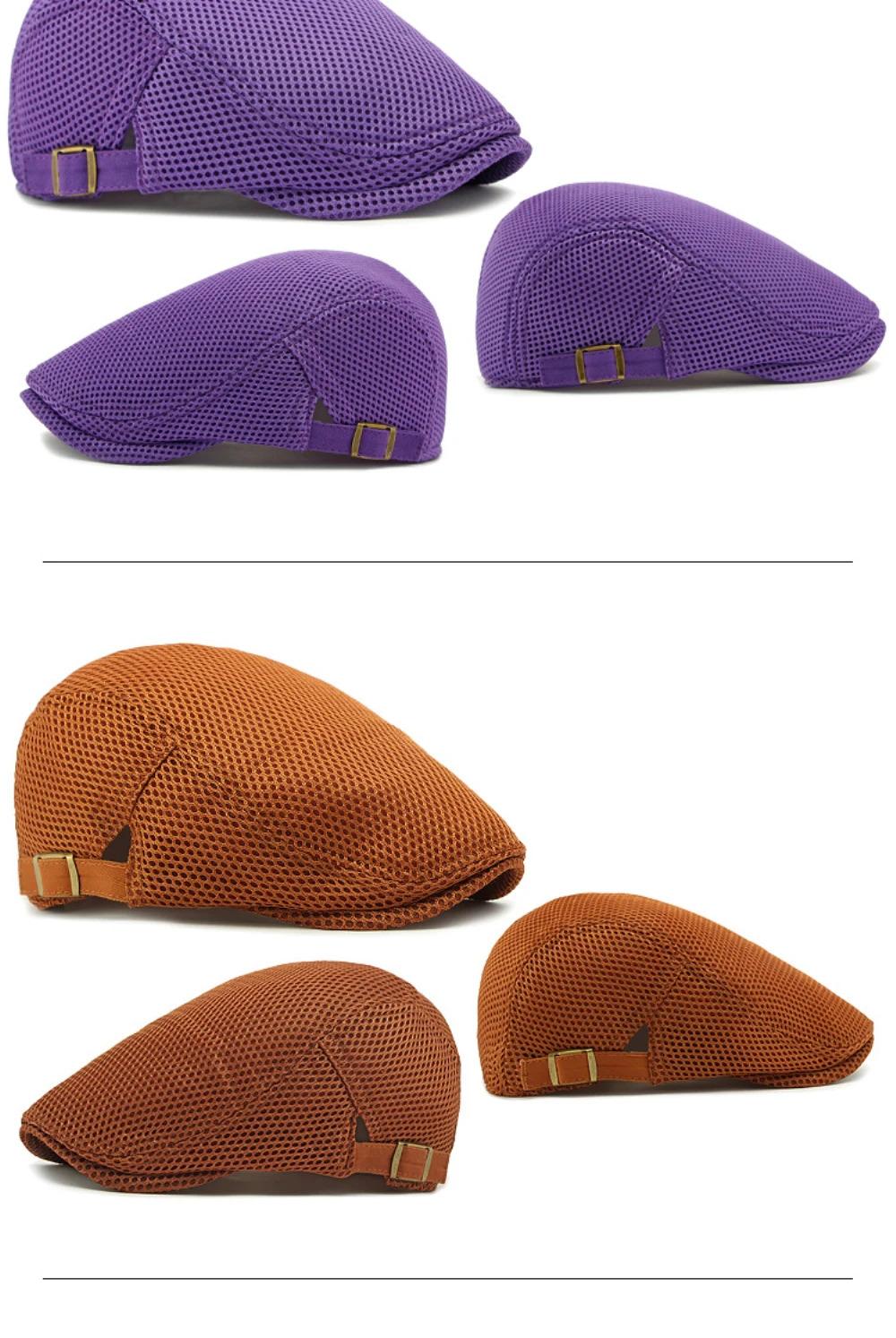 HT4775 Beret Cap Spring Summer Mesh Cap Breathable Sun Hat Women Artist Painter Beret Hat Male Female Ivy Flat Cap Mens Berets