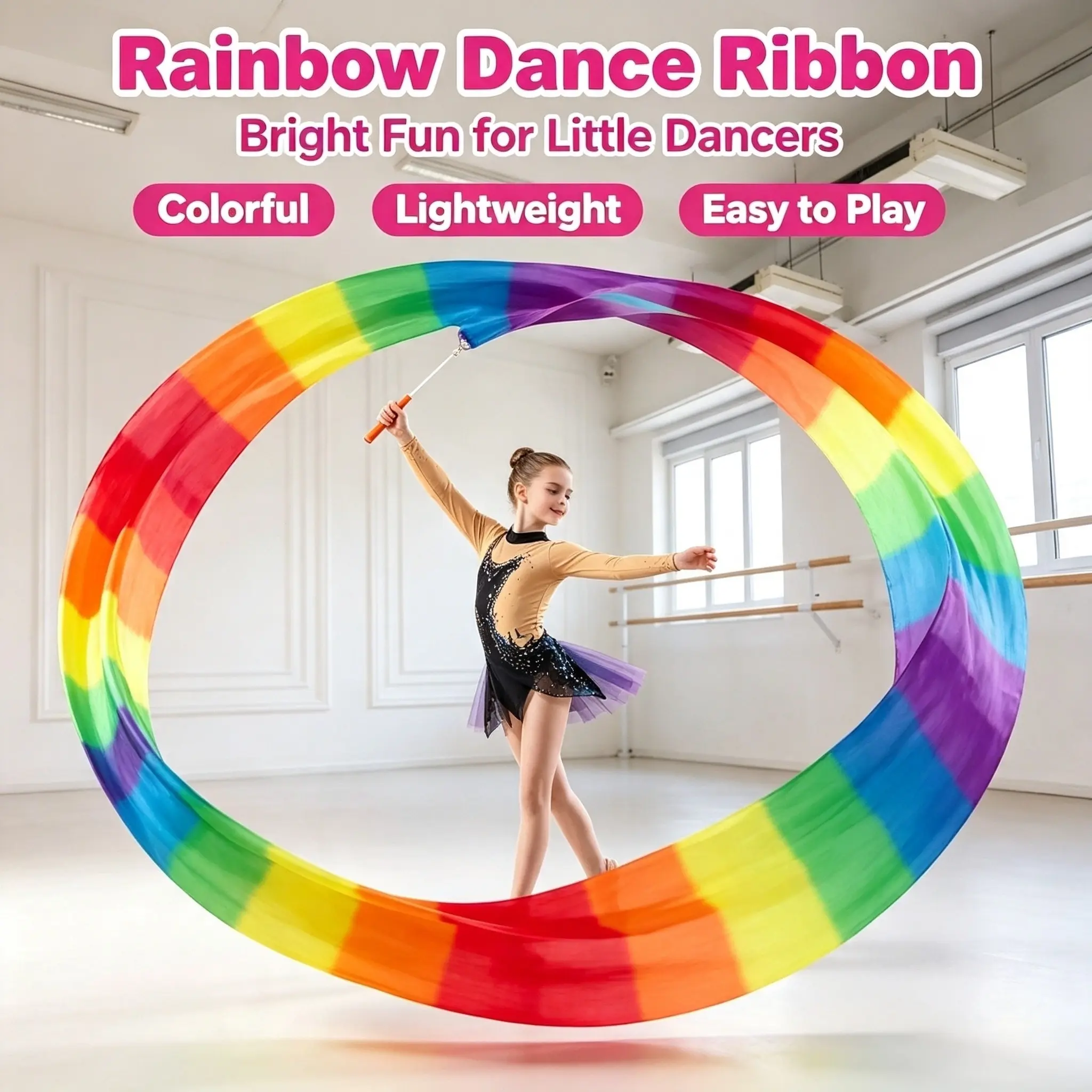 Kids Dance Ribbon Wand Rhythmic Gymnastics Ribbon for Little Dancers
