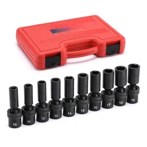 10 PCS 1/2" Drive Deep Universal Impact Sockets Set, Metric 10-19mm, Mechanic & Automotive Tools, Tool Box Wrench, Father's Day Gift