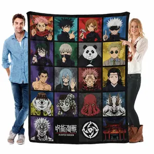 Jujutsu Kaisen Flannel Throw Blanket, Anime Character Collage Soft Cozy Blanket for Bed & CouchWarm Gift For Birthday,Christmas,Multiple Blanket summerwins,summerwins