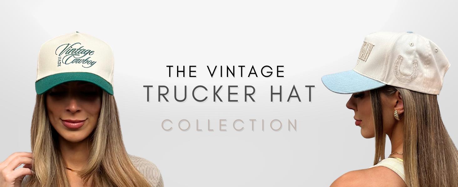 Vintage Western Trucker Hat |     Men & Women |   Country Cute Caps for Cowgirls Cowboys |     Camo Denim Embroidered Cotton |   Snapback