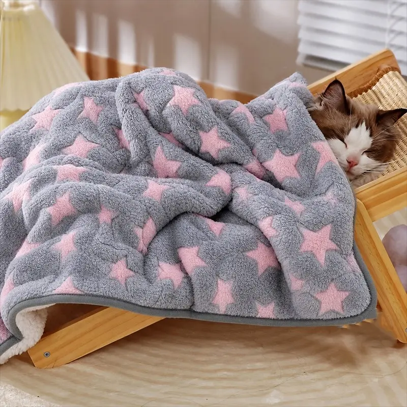 Cute Print Pet Warm Blanket, Soft and Comfortable, Suitable for Small Cats and Dogs, Multiple Color Patterns Available