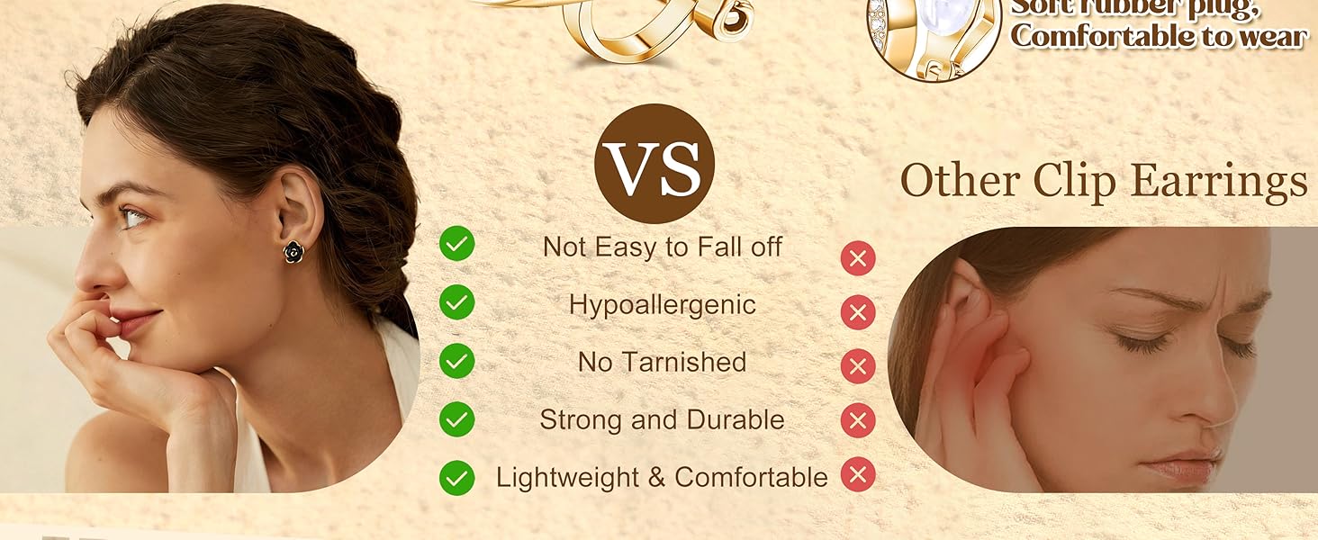 CASSIECA Comfortable Clip on Earrings for Women Sparklrd Crystal Clip Earrings CZ Cute Butterfly Flower Pearl Clip on Stud Earrings Non Piercing Jewelry