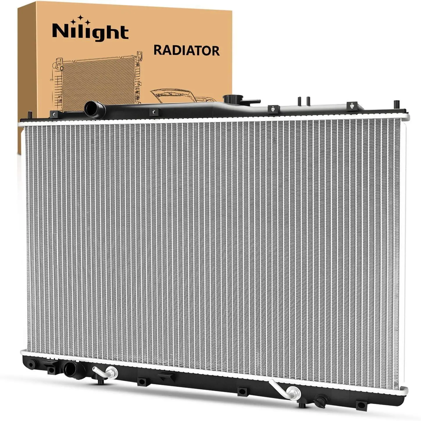 Nilight Aluminum 1x New Complete Radiator - 124% Leak Tested, ABS, for Acura MDX V6 3.5L 2003-2006 & Honda Pilot V6 3.5L 2005-2008 Automatic Transmission, Replaces# 19010RDJA51, 19010RDJA52