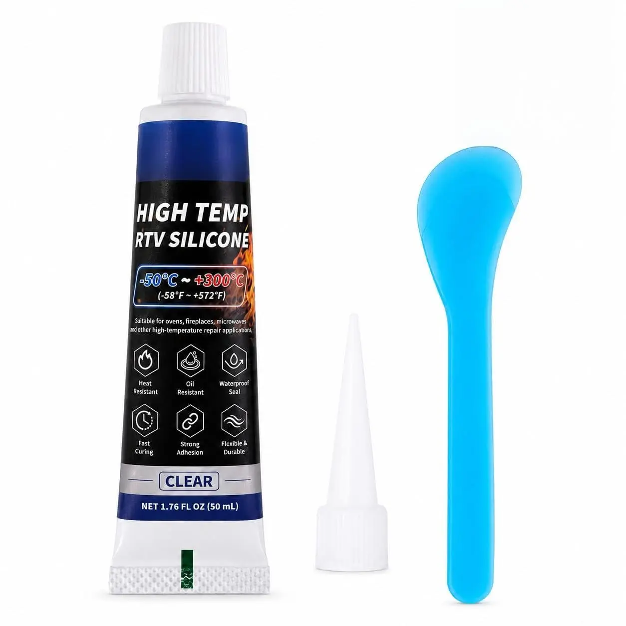 50ml High Temperature RTV Sealant Glue, Heat-Resistant Adhesive for Oven Repair, Gaskets, Automotive & Grill Repair Up to 300°C/572°F