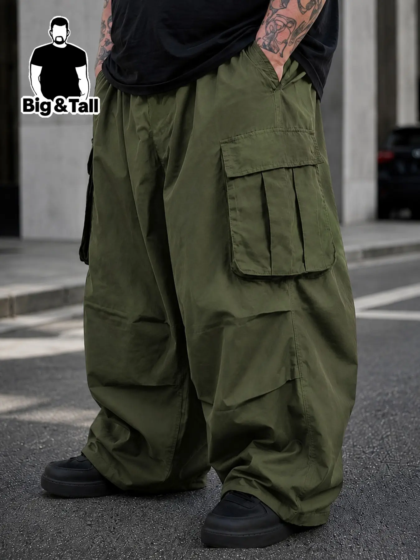 Large Size Men's Work Pants, All Purpose Pants, Side Pocket Design, Loose Fit Comfortable, Suitable for Daily Wear, Durable and Fashionable Functional Menswear