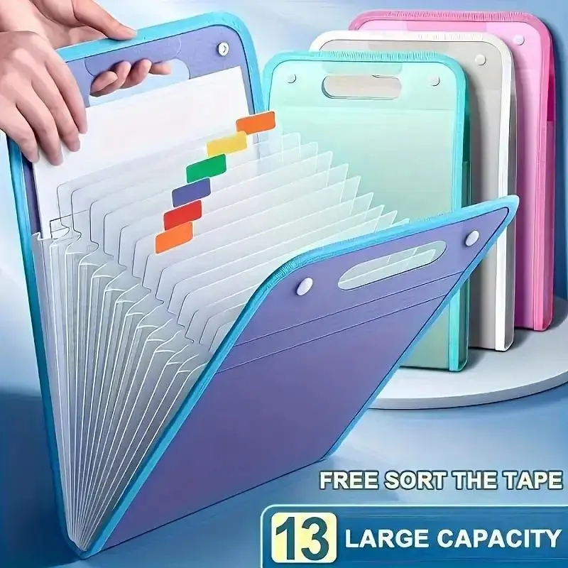 Stay Organized on the Go A4 Vertical File Organizer | 13-Grid PP Folder for Office Papers, Test Sheets, Desk Storage