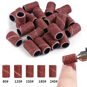100pcs Nail Sanding Bands with 3/32" Mandrel Bit, 5 Grit Options (80/120/150/180/240) Nail Sanders for Nail Drill Bit Acrylic Nails, Manicures, Pedicures Tools ，for toenail& foot clean, Nail Care