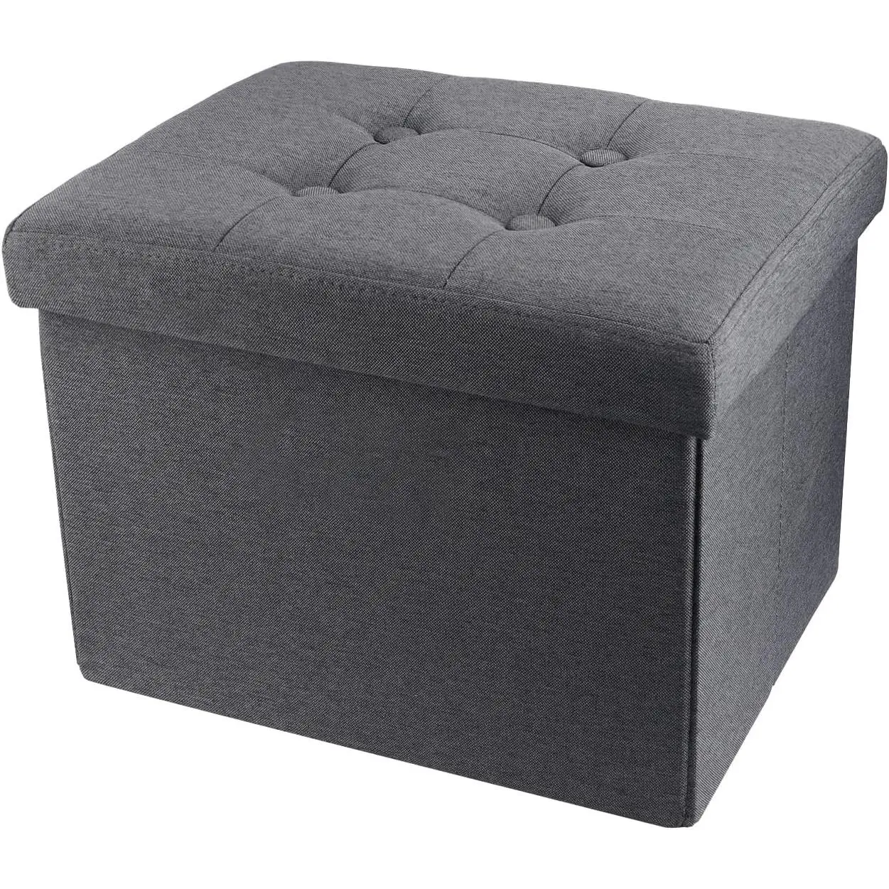 Foldable Storage Ottoman Footrest Stool - 17x13x13in Grey Indoor Furniture Bench for Living Room