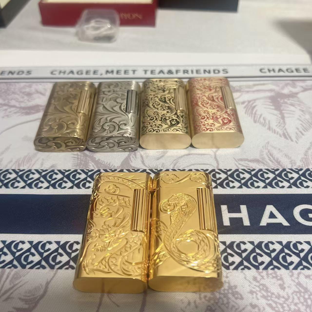 Luxury Gold Plated Vintage Lighter Full Copper Mini Size Unique Gift for Men Birthday Father Husband High End Fashion Collectible No Fuel Included