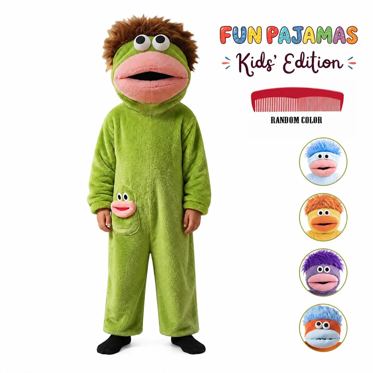 Kids Funny Character Wearable Blanket with Hood and Pocket, Soft Plush Cozy Cover for Home, Sleepovers, Parties, Halloween, Birthday Fun, Character Theme