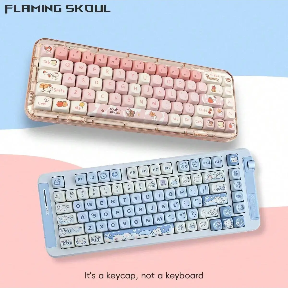 132 Key Ice Cream Bear Summer Theme Keycaps, 140 Key Happy Dog Autumn Theme, Pbt Material, Moa Height, Fits 61/87/96/98/104/108 Keyboards