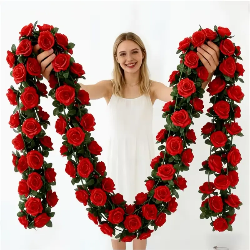 2026 New Arrival 2-Pack Rose Vines, Decorative Ornament, Spring & Valentine’s Day Special, Perfect for Party Decoration Supplies, Home, Wedding, Valentine’s Day Arch Decor, Wedding DIY, Home Decor Ornaments, Valentines Day Decor
