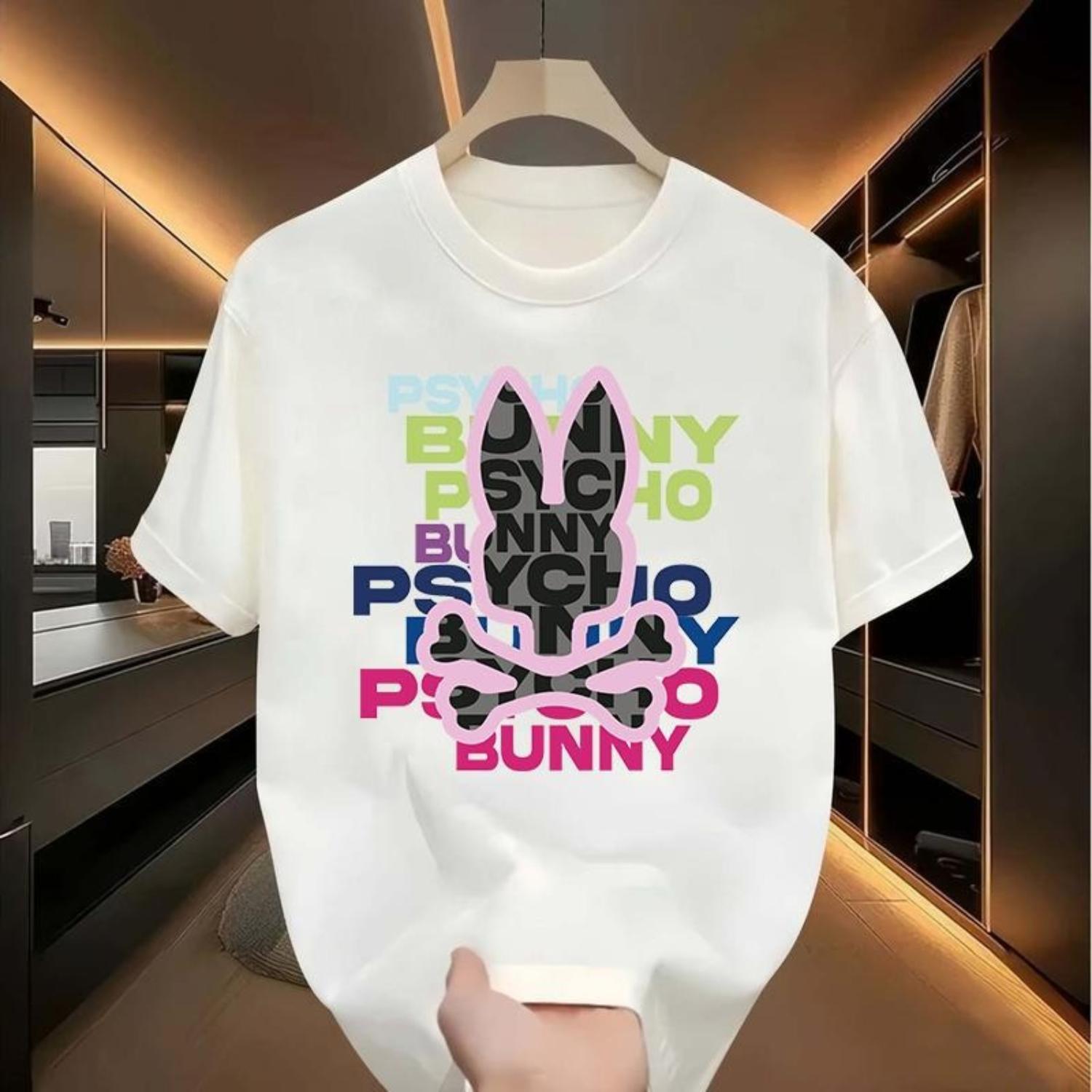 Cotton Bone rabbit T-shirt, hip-hop, handsome and fun, unisex, round neck street style summer and spring, casual, clothing, simple and trendy, fashionable and loose, youthful and energetic, daily wear tops