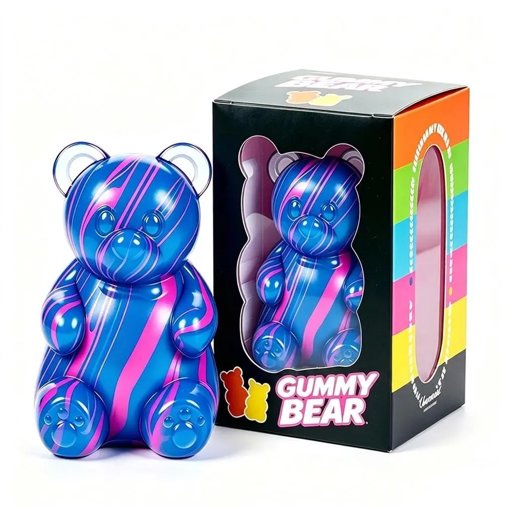 1Pc Jumbo Swirl Gummy Bear Squishy Toy With Box, Gel Filled Maltose Squeeze Ball, Fidget Squishies, Slow Rising Sensory Fidget Relief Toy For Teens Adults 14+ Desk Decor Anxiety Reducer Office Tension Relaxation Fun Gag Gift