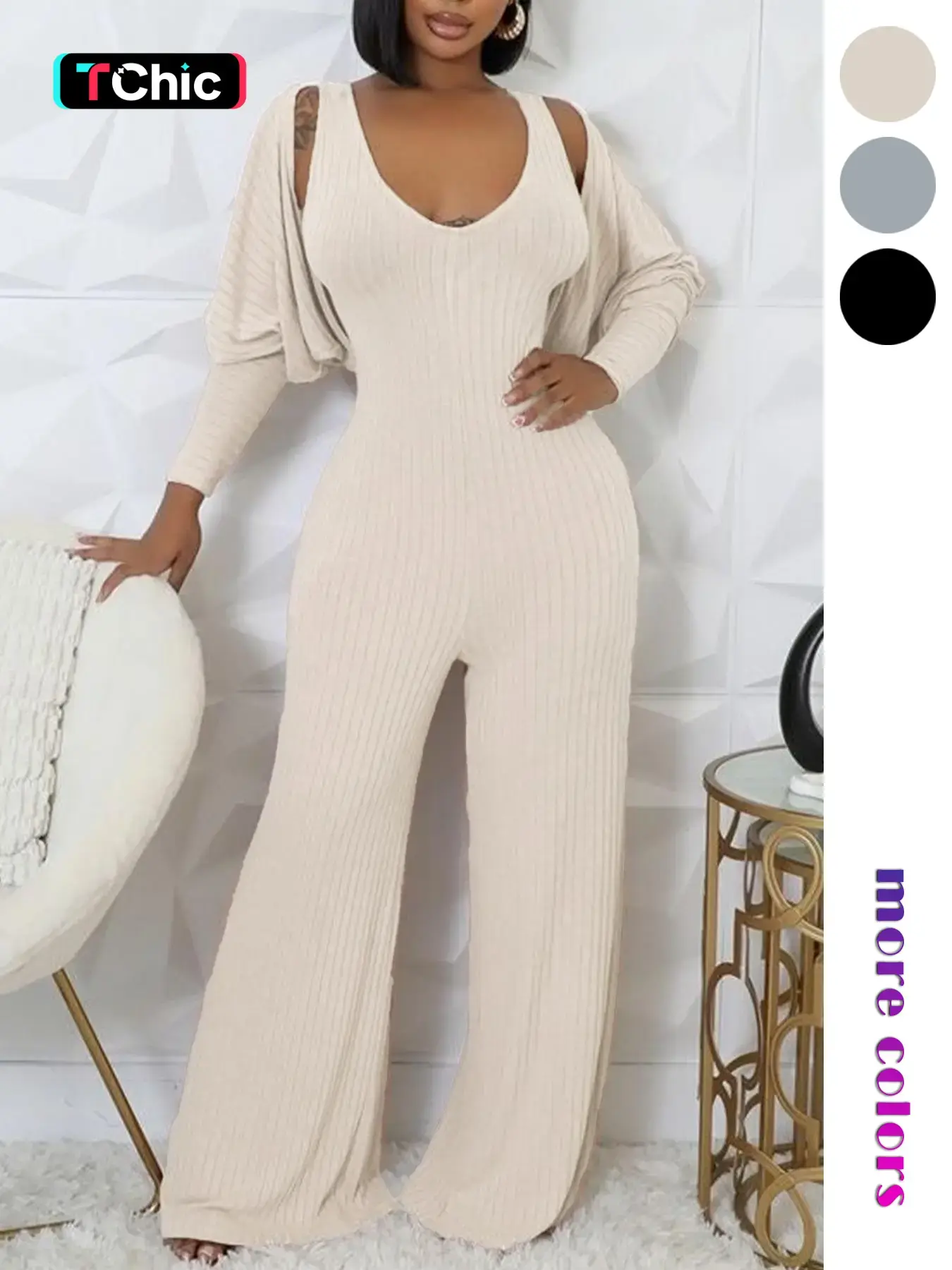 Women's Casual Plain Long Sleeve Two-Piece Set, Soft Comfortable Fabric, Essential Fall & Winter, Home Wear Jacket and Pants