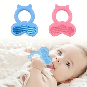 1pc Baby Teether Ring, Silicone Teething Chew Toy, Cute Animal Shape Molar Stick, Frozen Soothing Teether