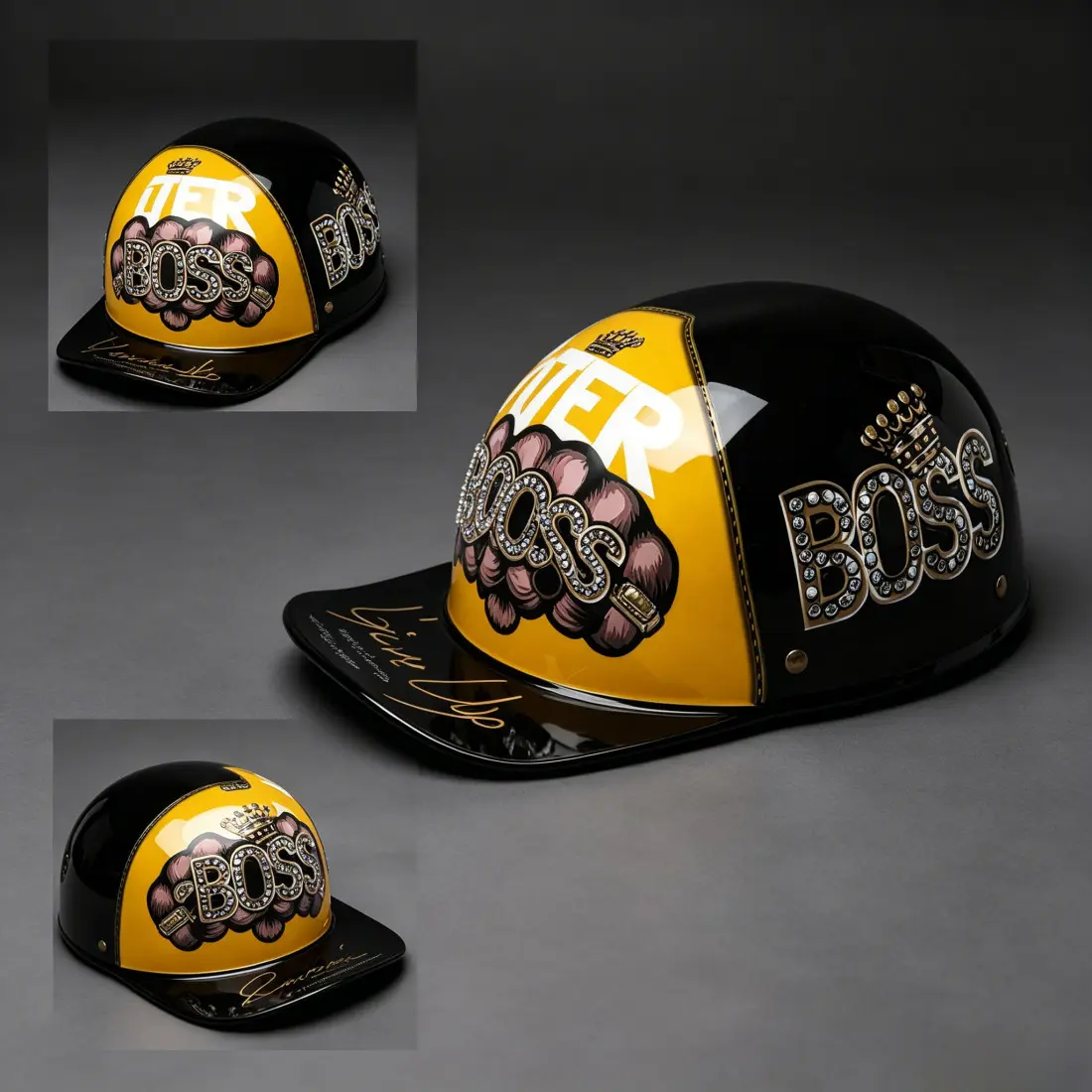 Trendy Baseball Cap Style Half Helmet, Half Motorcycle Helmets, American Vintage Motorcycle Riding Helmet, Stylish Print Design, Perfect for Motorbike Enthusiasts