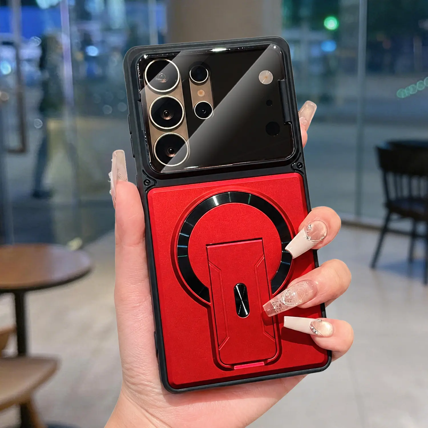 OREKROY Magnetic Case for Samsung Galaxy Series (S26 Ultra Plus, S25, S24, S23 Ultra) - Multi-Model Cover with Built-in Kickstand, HD Camera Lens Protector, Military-Grade Shockproof Drop Resistance, Wireless Charging Compatible