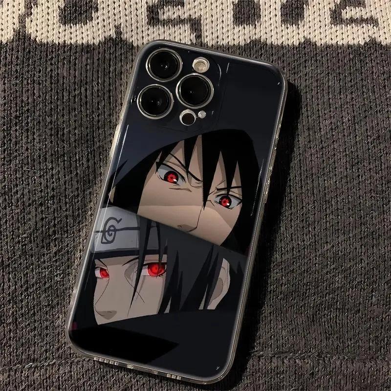 Japan Anime Sasuke Sharingan Itachi Anime Back Phone Case for iPhone 11 12 13 14 15 16 17 Pro Max Plus Kakashi Shockproof Cover