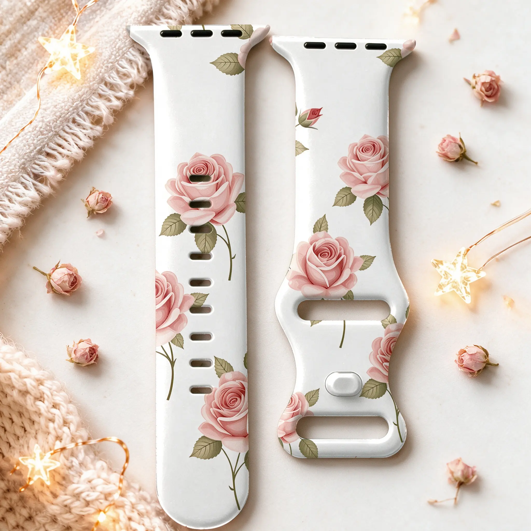 Floral Print Silicone Bag Strap - White, Elegant Pink Rose Design, Vintage Romantic Replacement Strap, Waterproof, Fully Water Resistant, Adjustable Holes, Multi-Size, Soft Dressy Daily Bag Accessory, Water Proof, Accessories, Rose Print, Snug Fit