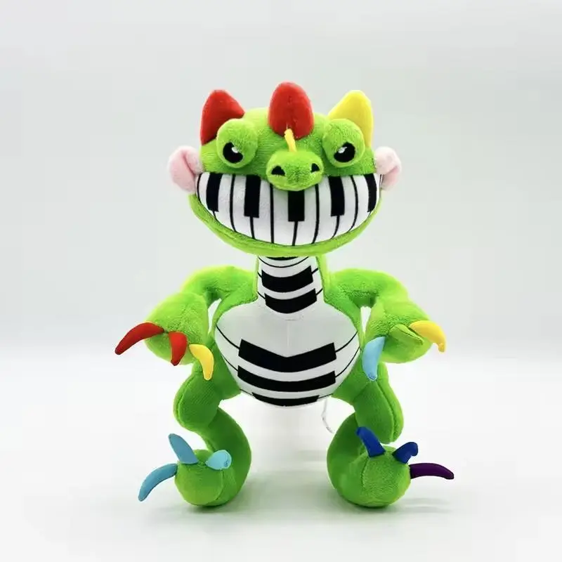 33cm Pianosaurus Plush - Japanese Anime Nightmare Critters Yarnaby Soft Doey Green Dinosaur Pillow Doll, Custom DIY Toy Gift for Enthusiasts, Specialty DIY Supply