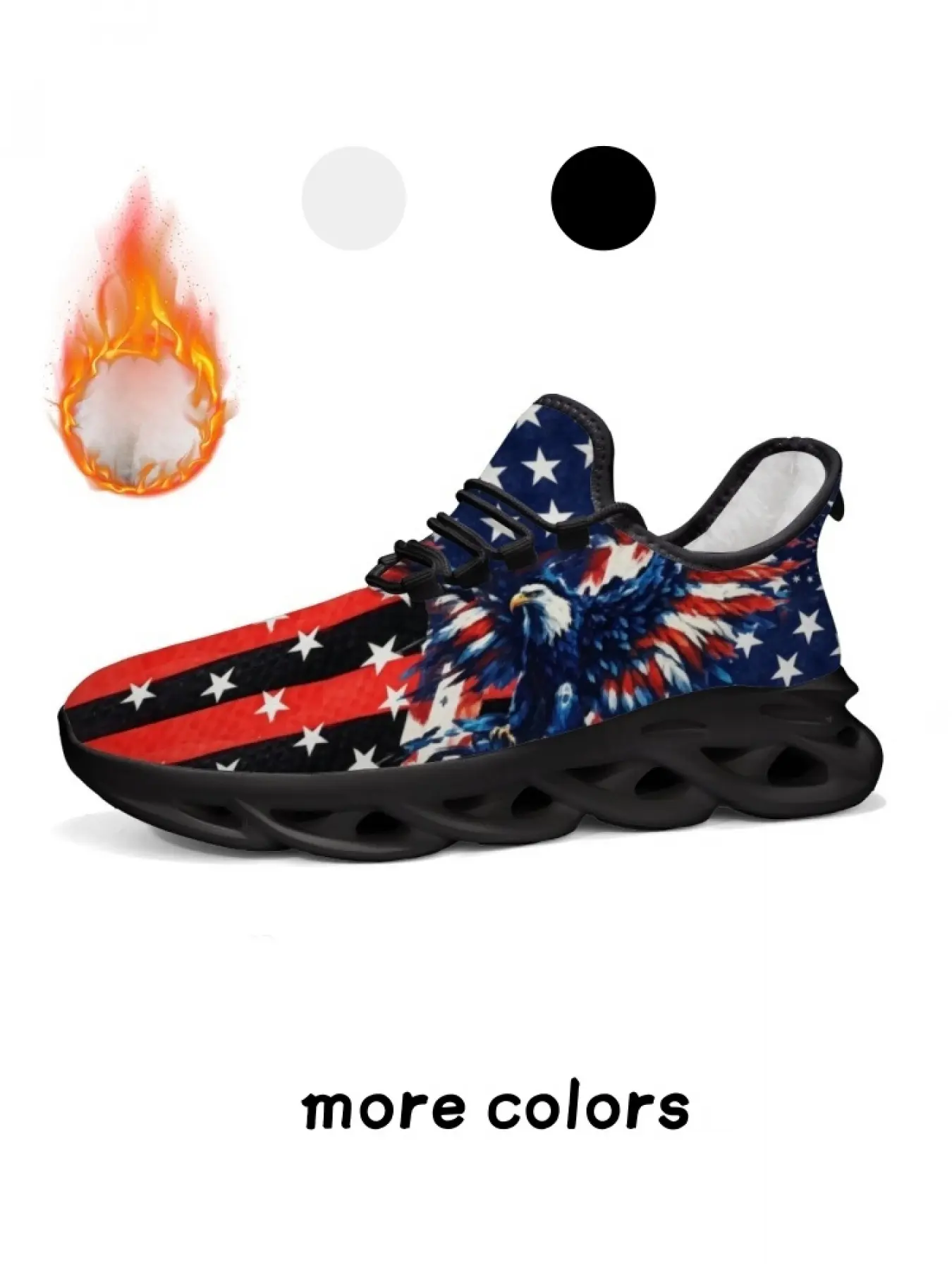 1 Pair US Star-Spangled Banner Spread Wings Bald Eagle Winter Fleece Lined Blade Thick Sole Functional Dad Shoes Warm Shock Absorbing Anti Slip Casual Sneakers For Men Women, Athletic Casual Shoe