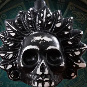 Aztec Death Whistle, Antique Style Ceramic Wind Instrument, Lacquered Finish, Aesthetic Design, Includes Carrying Bag, Music Gift
