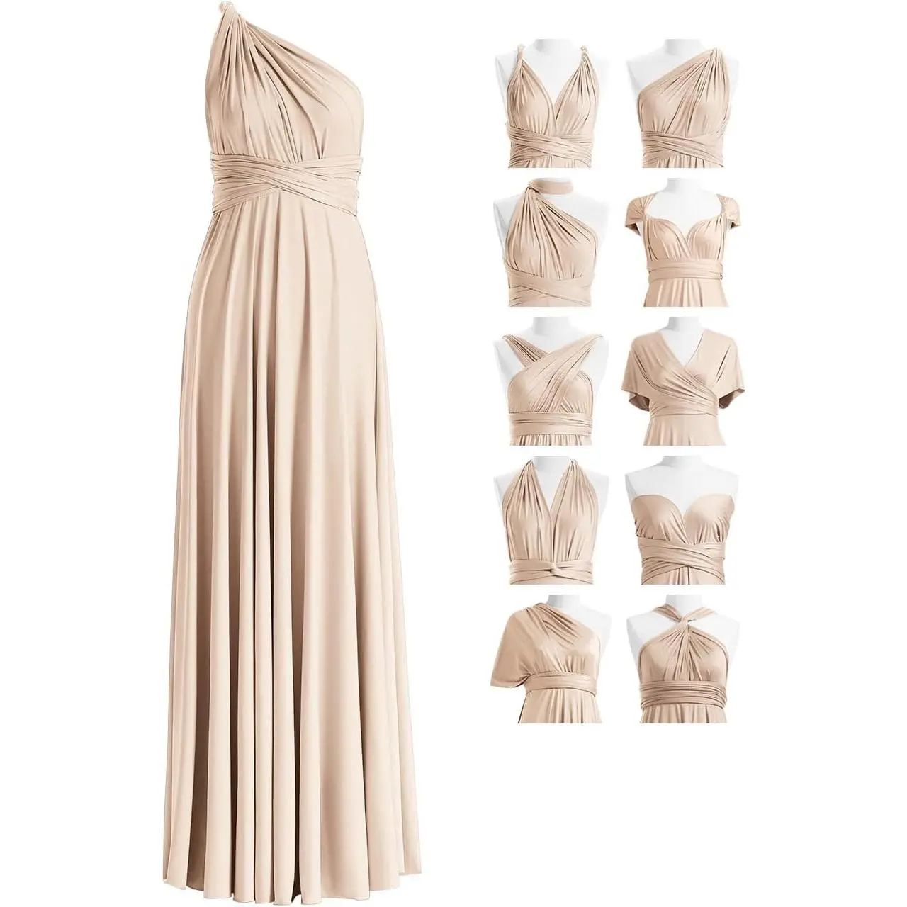 Infinity Dress with Bandeau, Convertible Bridesmaid Dress, Long, Plus Size, Multi-Way Dress, Twist Wrap Dress